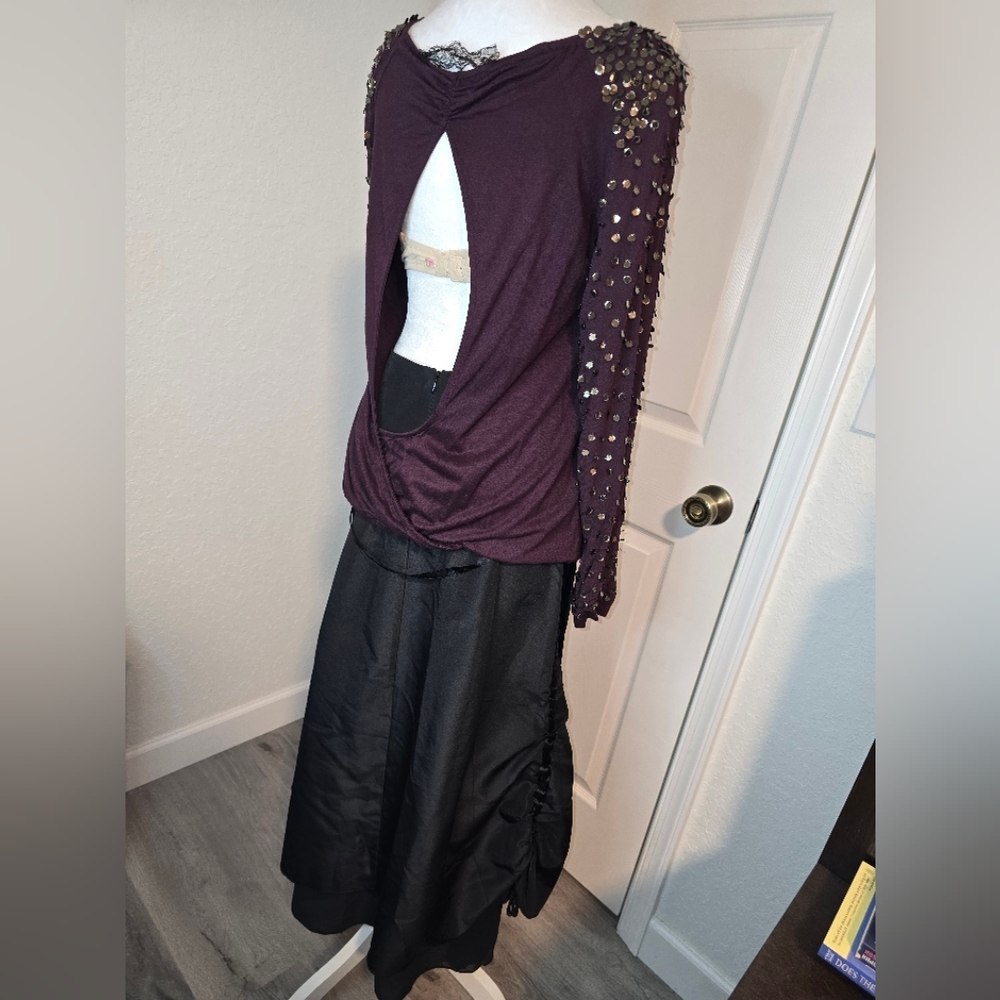 Patrizia Pepe plum shade siquinse Long sleeve, open back Blouse